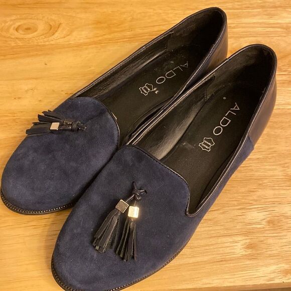Aldo blue suede loafers with tassels - Picture 1 of 8